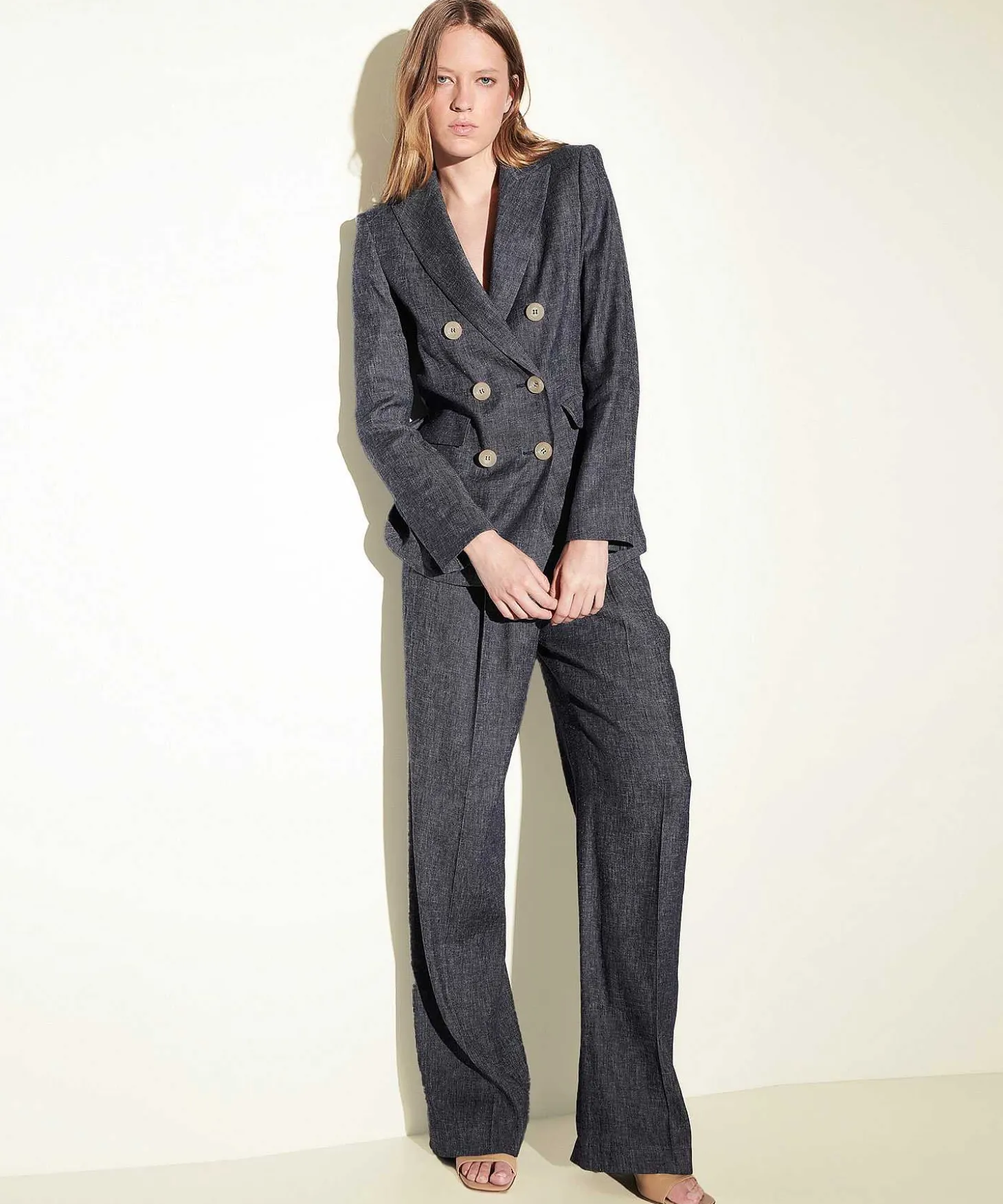luisa_cerano_linen_mix_wi_0.webp Linen Mix Wide Leg Pants Denim Look*Luisa Cerano Flash Sale