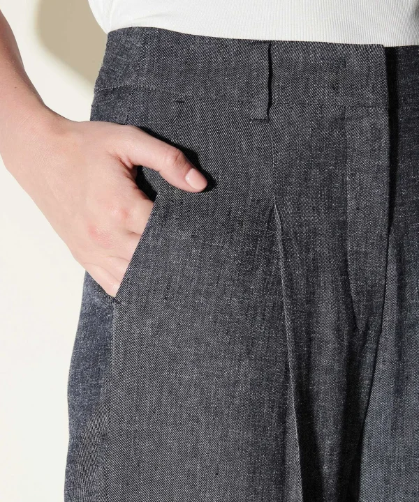 Linen Mix Wide Leg Pants Denim Look*Luisa Cerano Flash Sale
