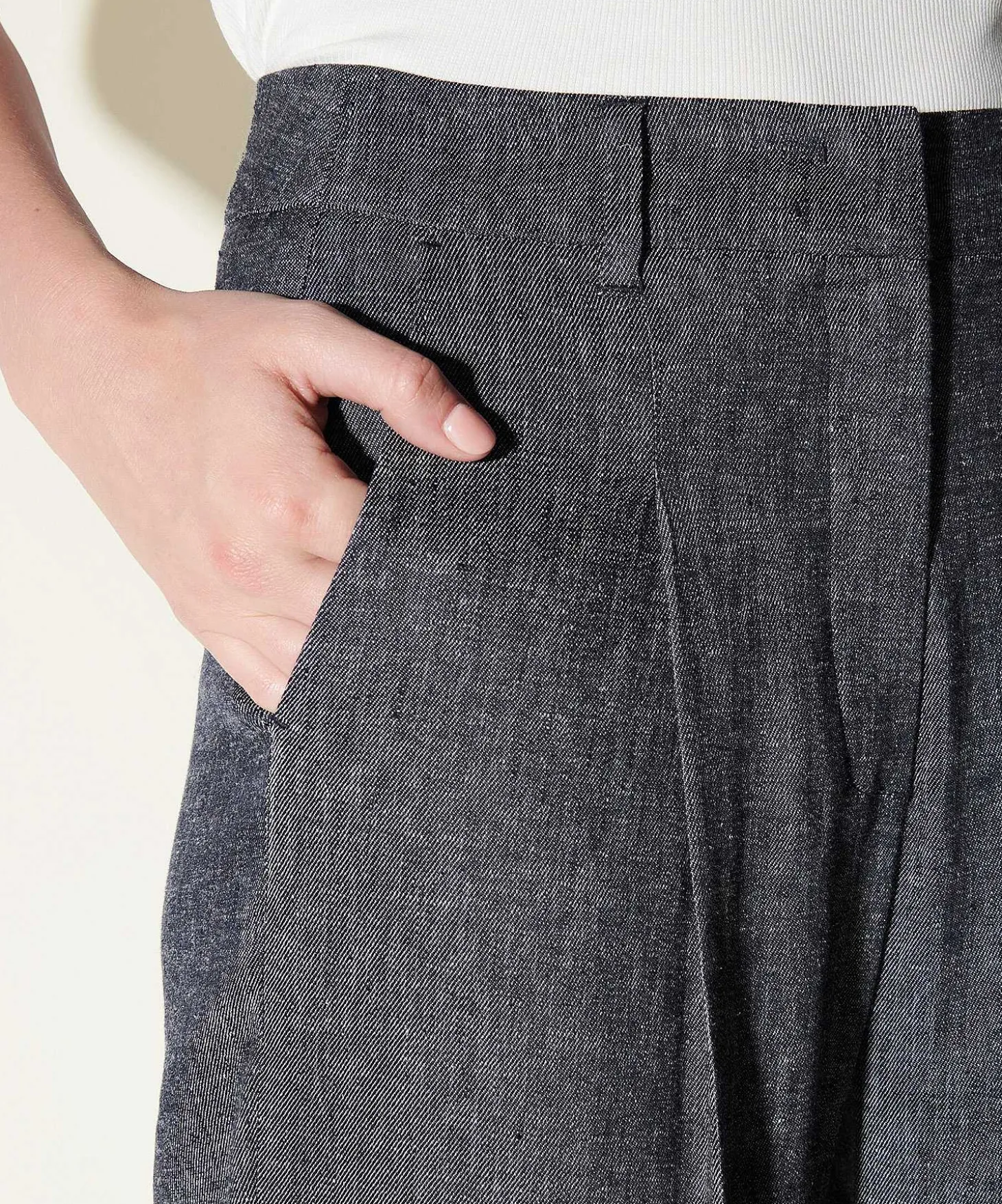 luisa_cerano_linen_mix_wi_3.webp Linen Mix Wide Leg Pants Denim Look*Luisa Cerano Flash Sale