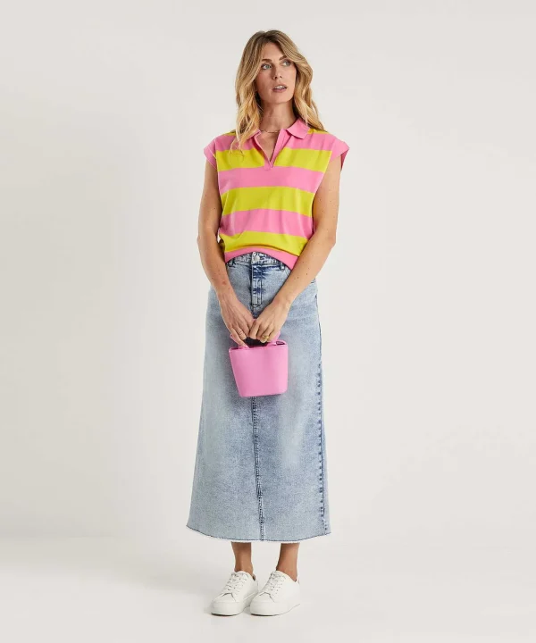 Polo Shirt Sleeveless Stripes*Luisa Cerano Clearance