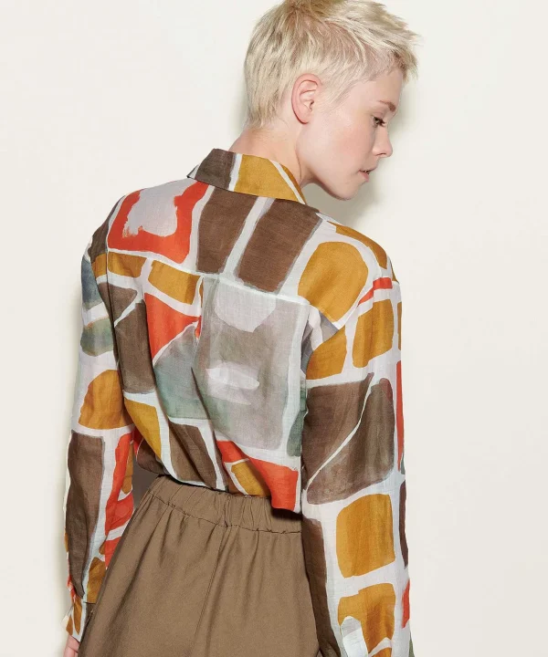 Ramie Blouse Graphic Print*Luisa Cerano Cheap