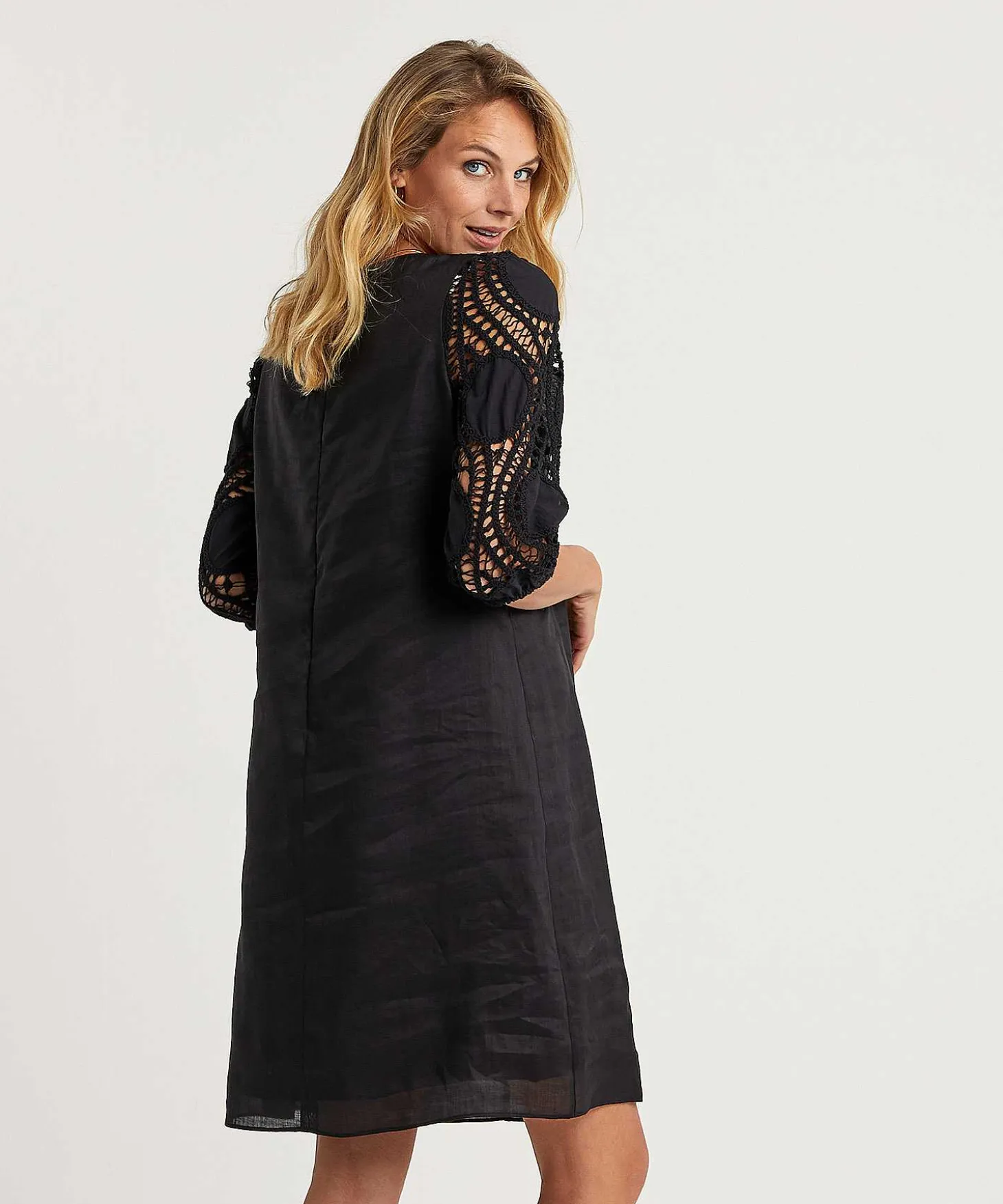 luisa_cerano_ramie_dress__3.webp Ramie Dress Crochet Sleeve*Luisa Cerano Flash Sale