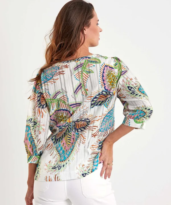 Marc Cain Blouse Multicolor Leaf Print*Marc Cain Collections Cheap