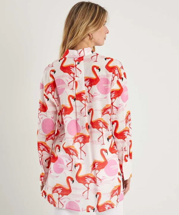 Marc Cain Long Cotton Voile Blouse Flamingo*Marc Cain Additions Clearance