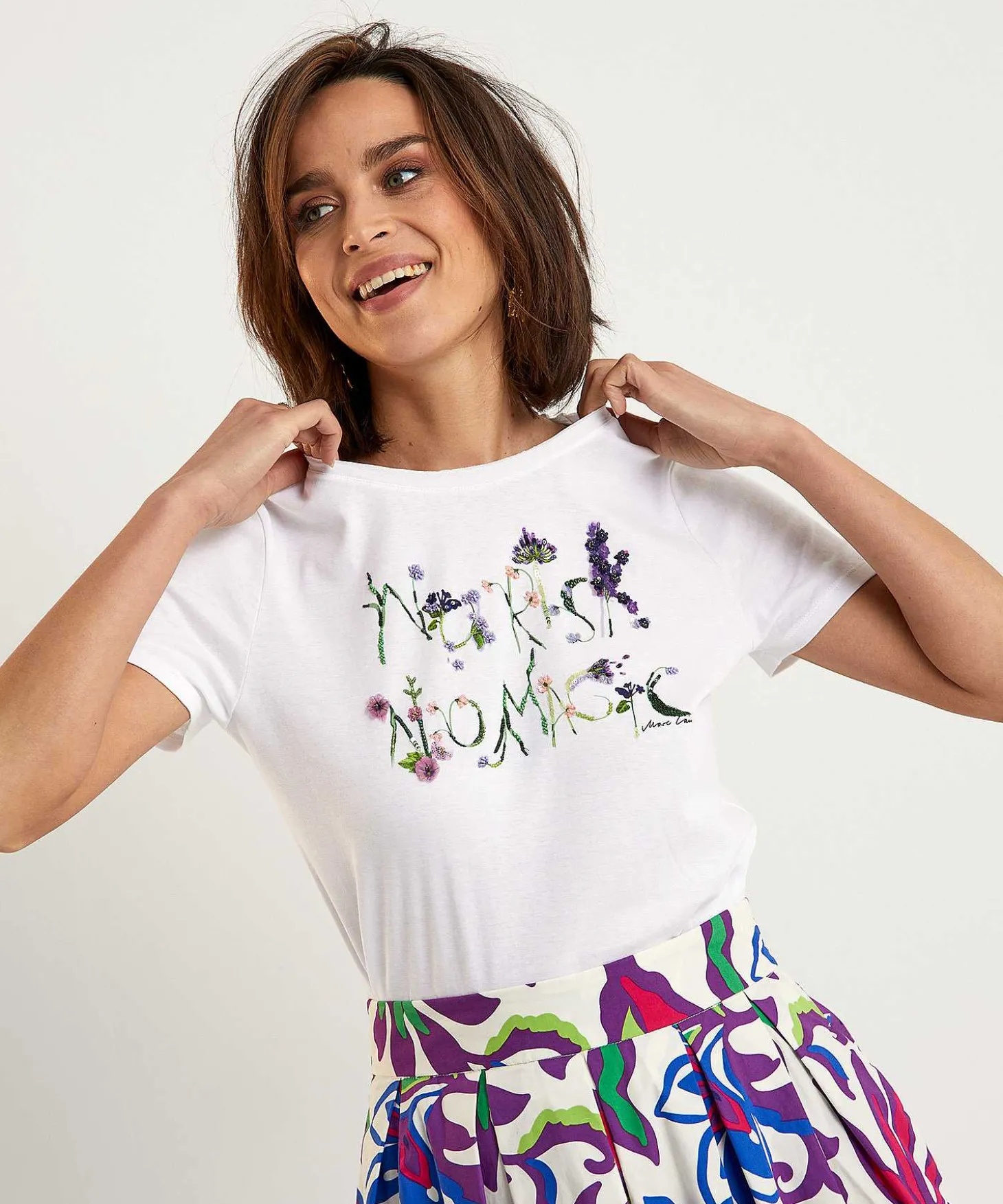 marc_cain_shirt_with_flor_2.webp Marc Cain Shirt With Floral Letter Print*Marc Cain Collections Cheap