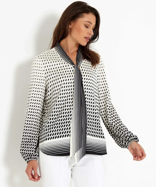 Marc Cain Silky Blouse Graphics Bow*Marc Cain Remix Store