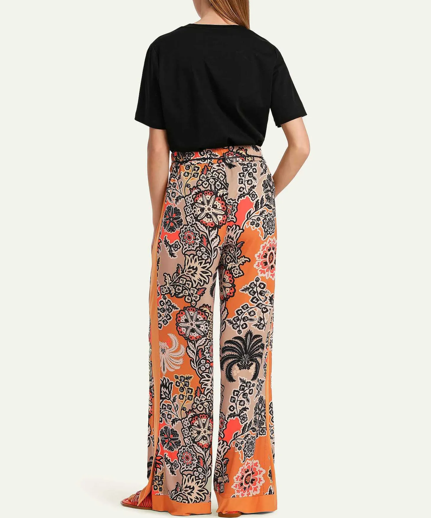 marc_cain_slinky_palazzo__0.webp Marc Cain Slinky Palazzo Trousers Flower Print Wedi*Marc Cain Collections Discount