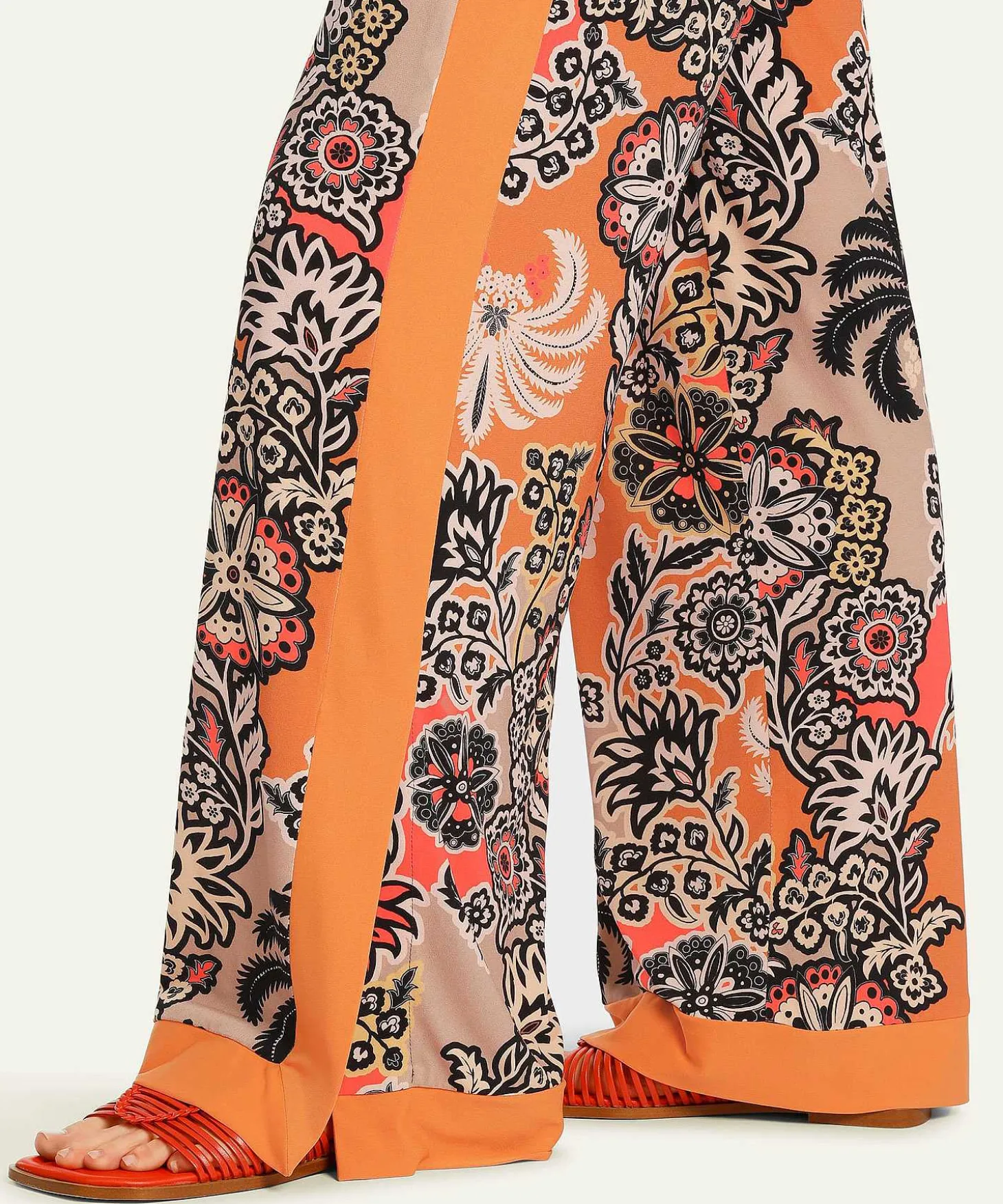 marc_cain_slinky_palazzo__3.webp Marc Cain Slinky Palazzo Trousers Flower Print Wedi*Marc Cain Collections Discount