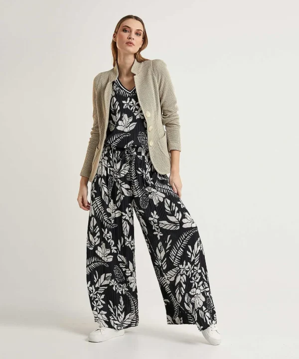 Pleated Palazzo Trousers Floral Print Woolen*Marc Cain Sports Cheap
