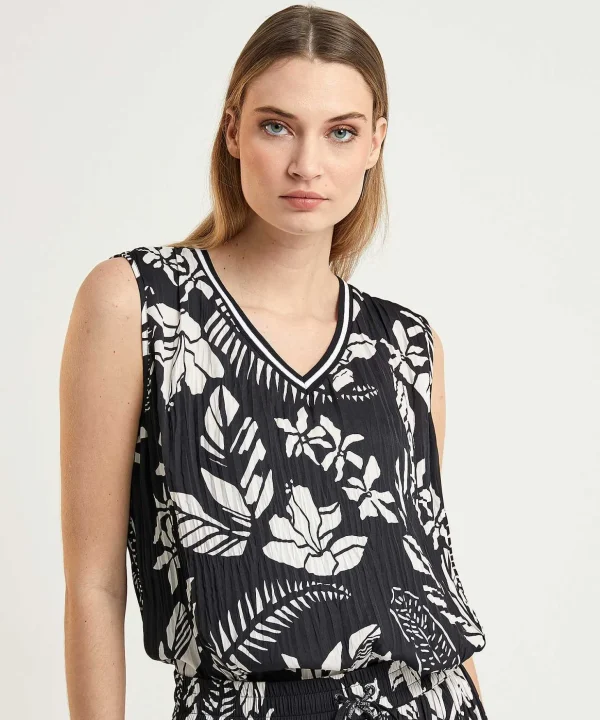 Pleated Top Floral Print*Marc Cain Sports Outlet