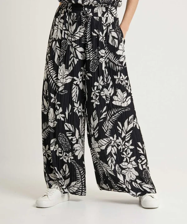 Pleated Palazzo Trousers Floral Print Woolen*Marc Cain Sports Cheap