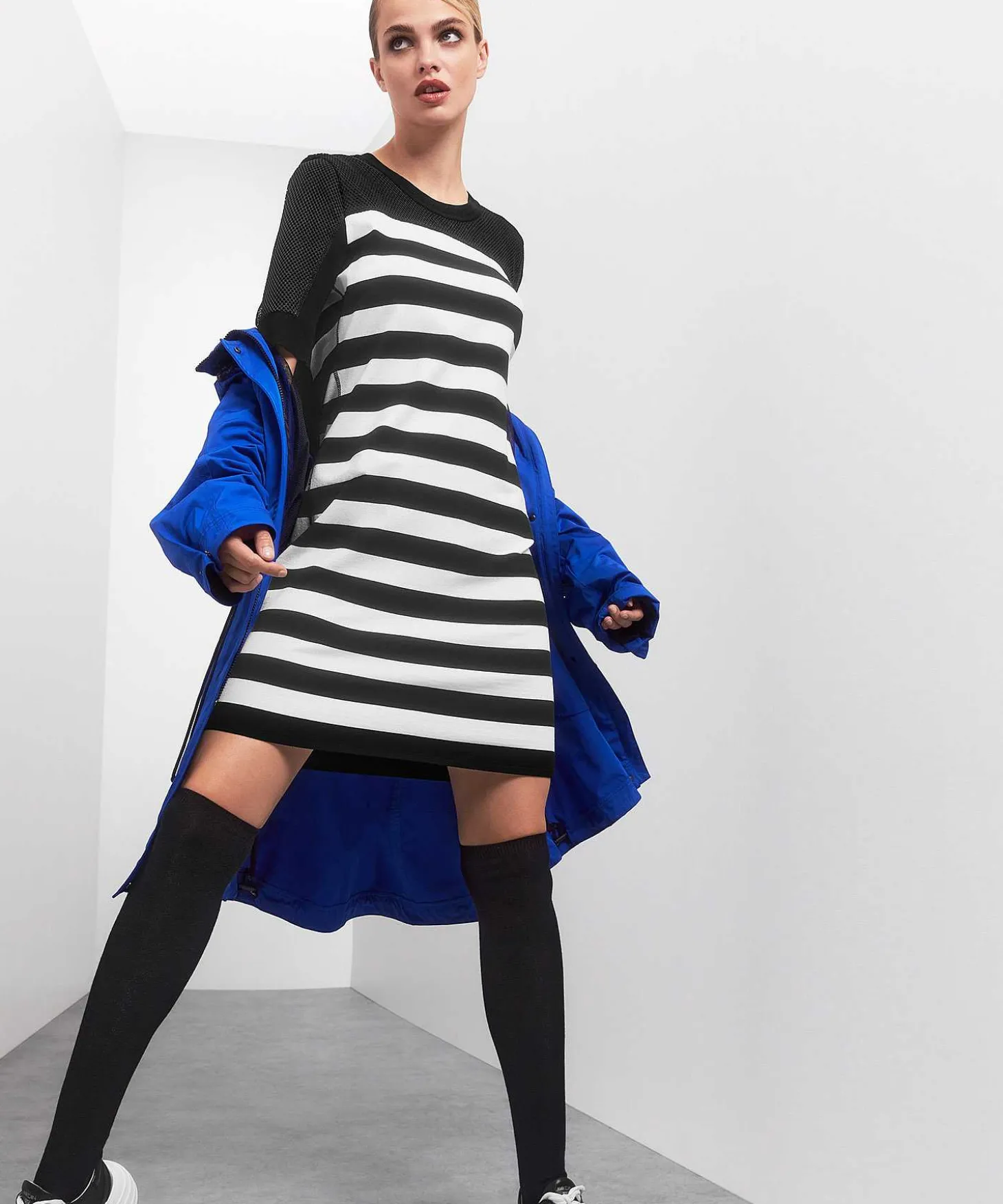 marc_cain_sports_striped__1.webp Striped Dress With Mesh*Marc Cain Sports Outlet