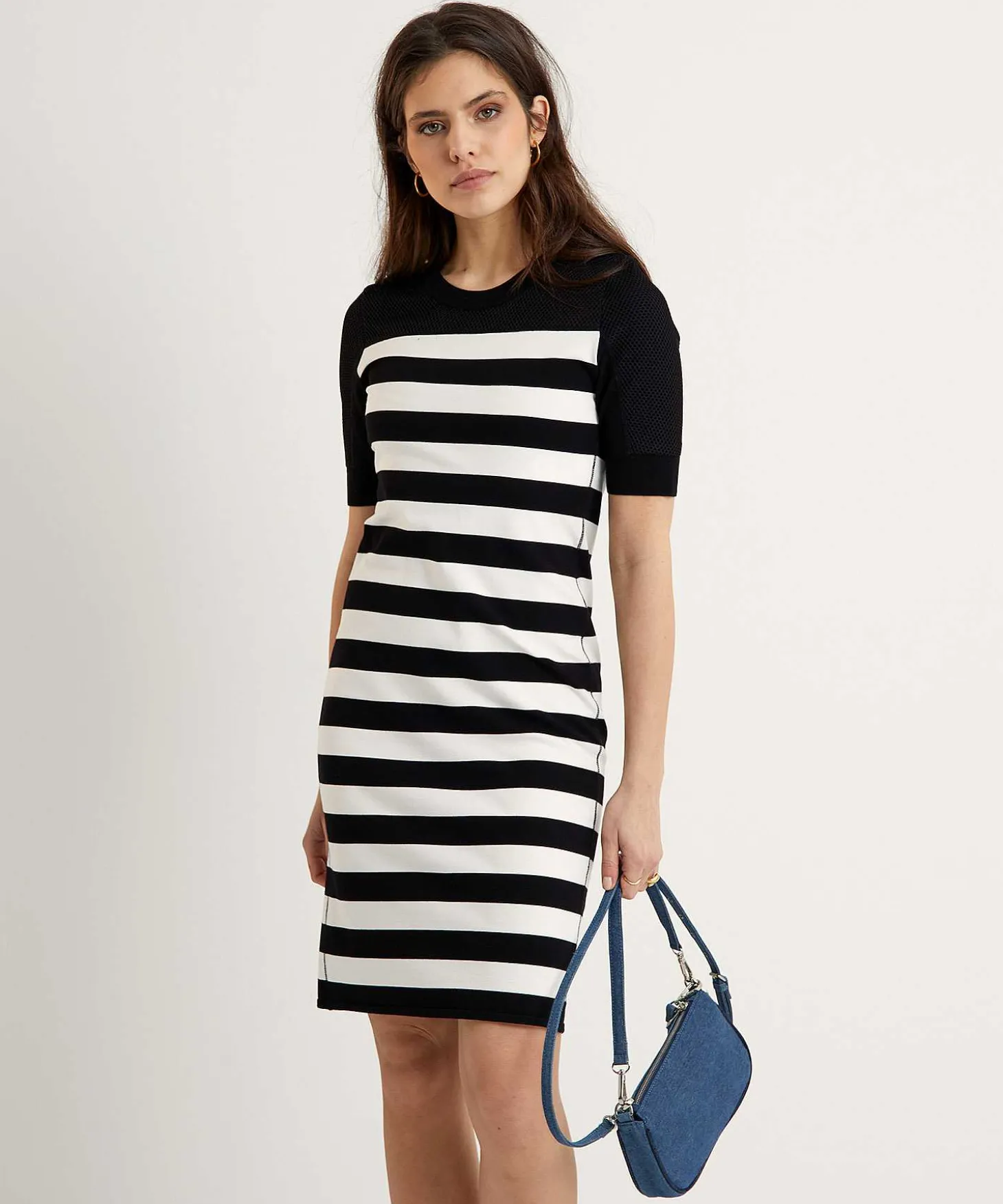 marc_cain_sports_striped__2.webp Striped Dress With Mesh*Marc Cain Sports Outlet