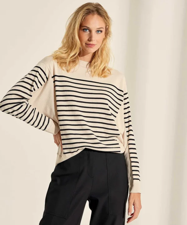 Sweater Stripe Batwing Sleeve Wool Mix*Marc Cain Sports Best