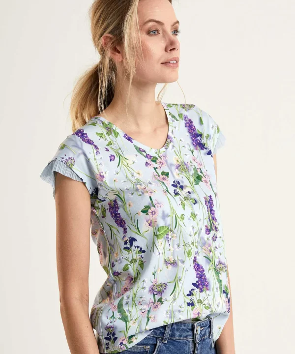 Marc Cain T-Shirt Floral Print Pleated Detail*Marc Cain Collections Sale