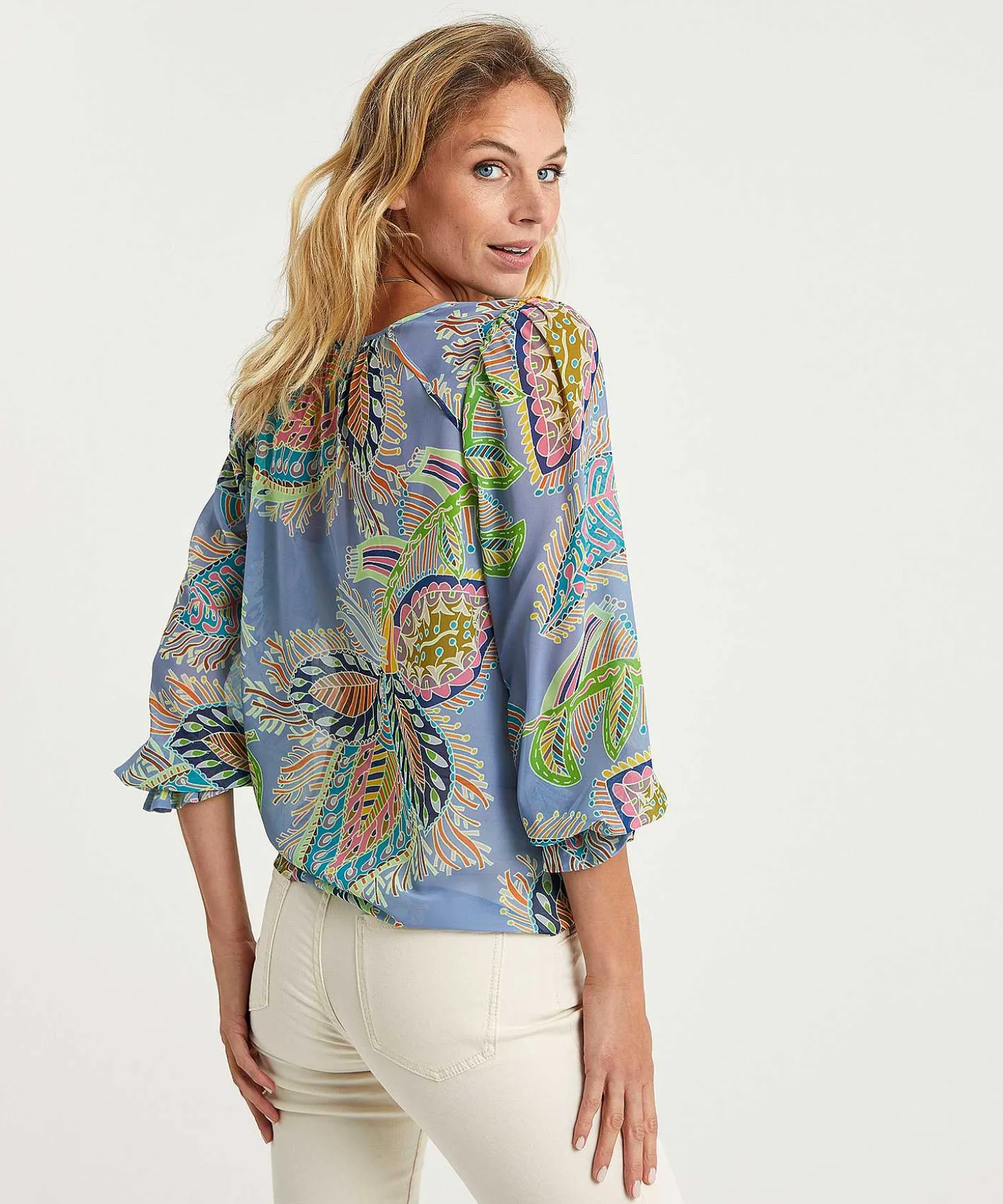 marc_cain_voile_blouse_mu_1.webp Marc Cain Voile Blouse Multicolor Leaf Print*Marc Cain Collections Fashion