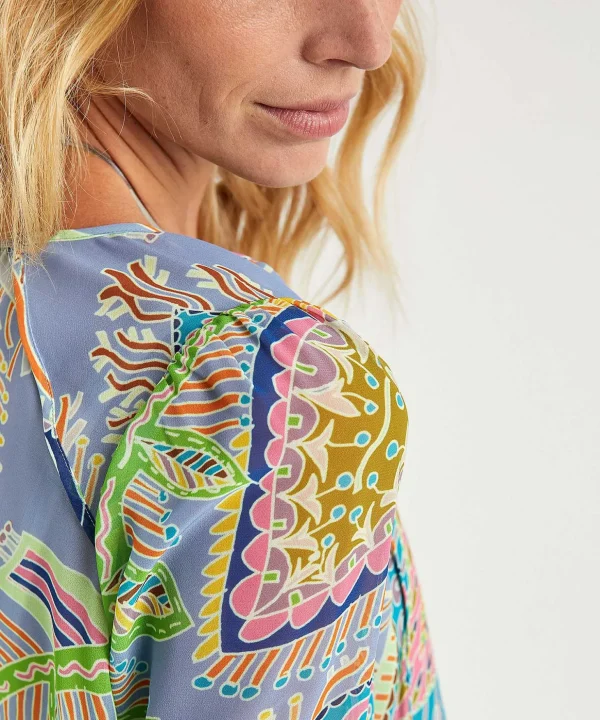 Marc Cain Voile Blouse Multicolor Leaf Print*Marc Cain Collections Fashion