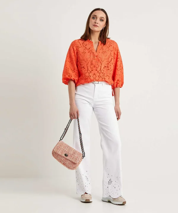 Marc Cain Wide Leg Pants With Broderie Warri*Marc Cain Collections Best