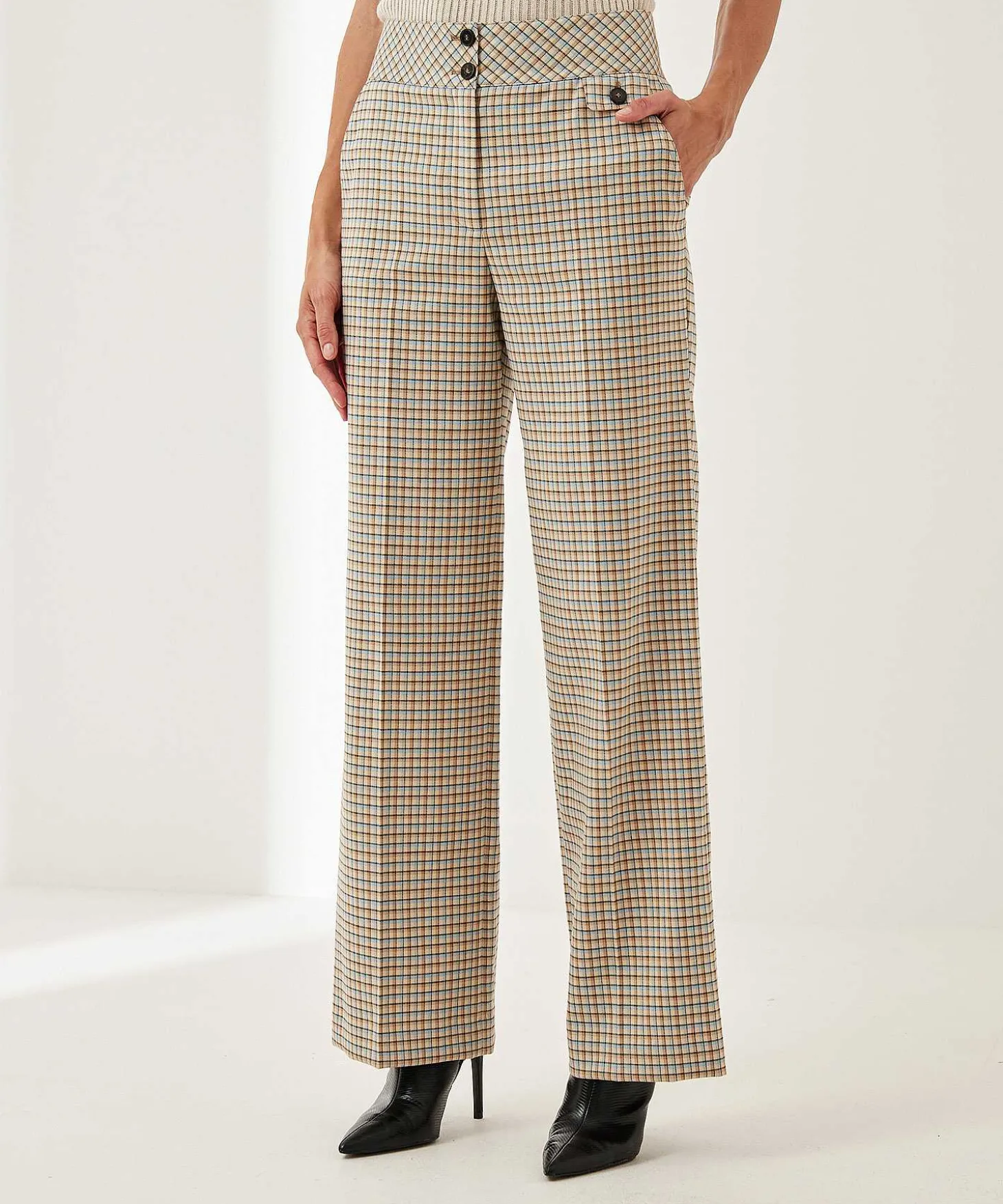 marc_cain_wide_leg_trouse_1-1.webp Marc Cain Wide Leg Trousers Check Pattern Waxhaw*Marc Cain Collections New