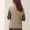 Sleeveless Vest Cable Motif Burma*Moscow Discount