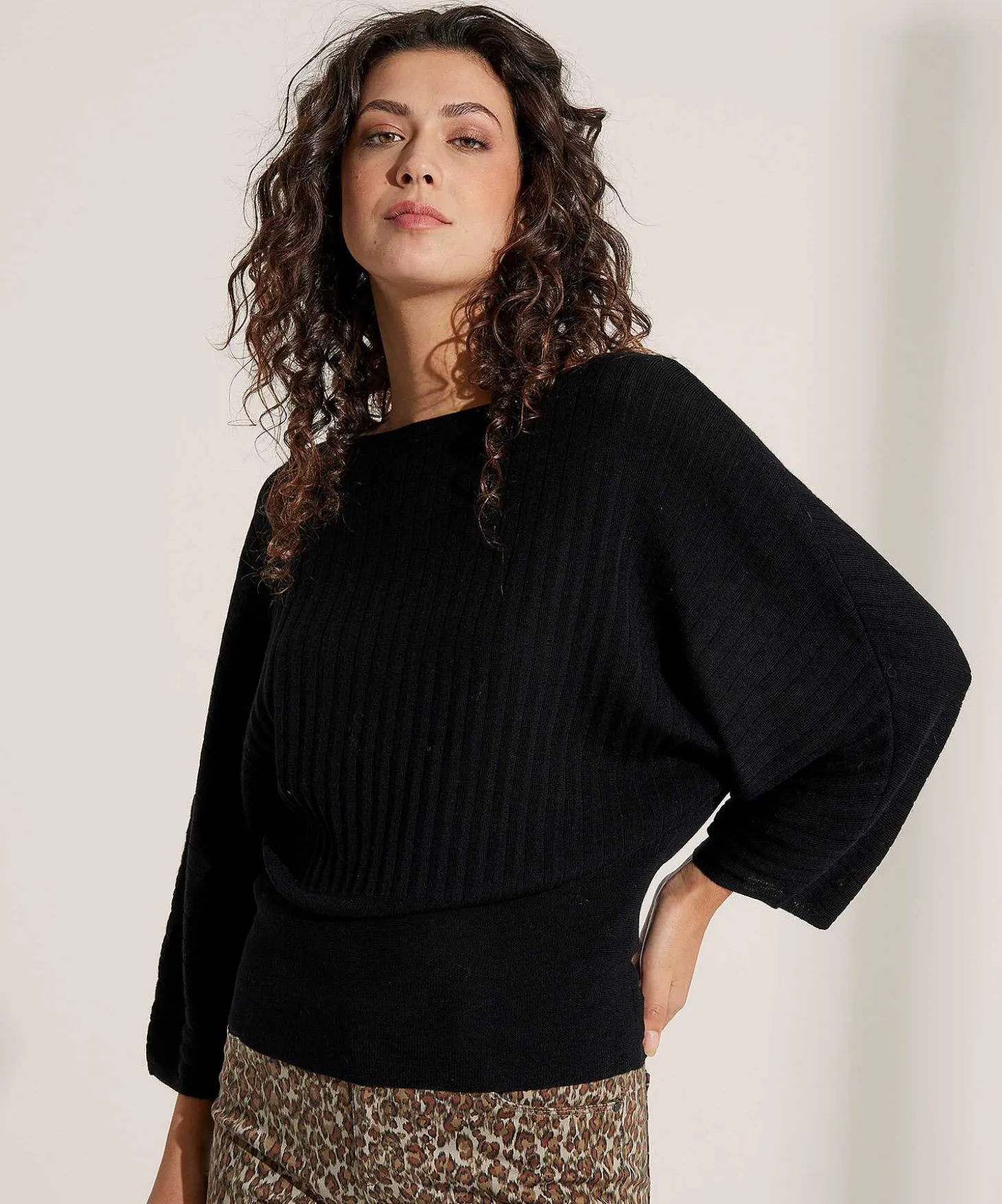 no_mans_land_rib_sweater__3-1.webp Rib Sweater Bat Sleeve Merino Wool*No Man's Land Best
