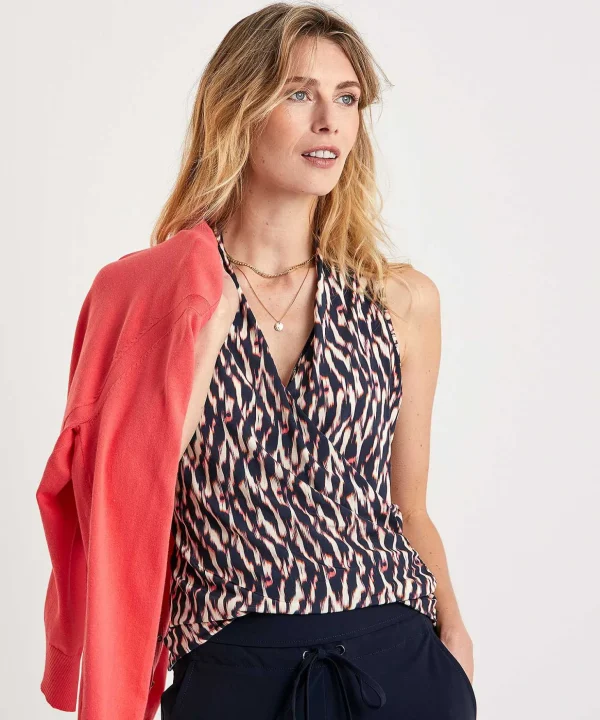 Slinky Wrap Top Blurry Print*No Man's Land Outlet