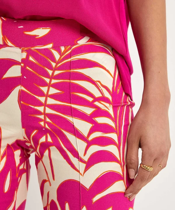 Cropped Pants Leaf Print*OUI Hot