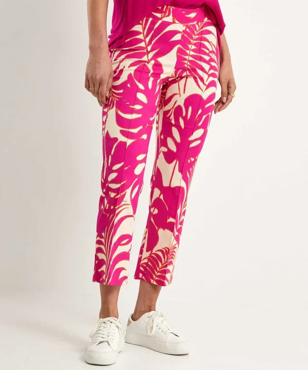 Cropped Pants Leaf Print*OUI Hot