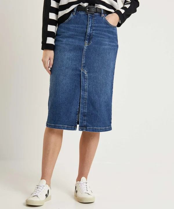 Denim Skirt With Split*OUI Fashion
