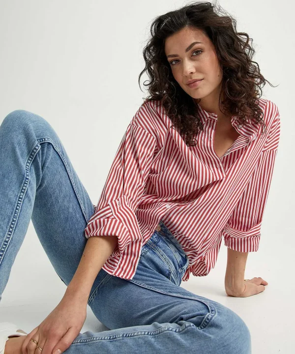 Longer Blouse Stripe*OUI Shop
