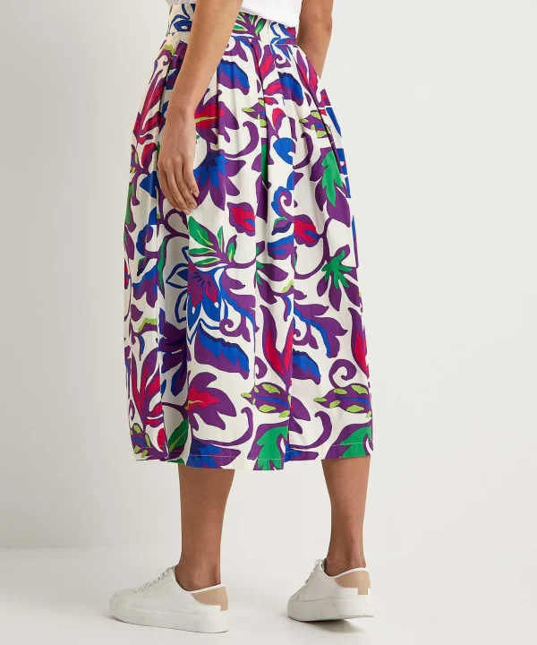 Poplin Pleated Skirt Big Flower*OUI Cheap