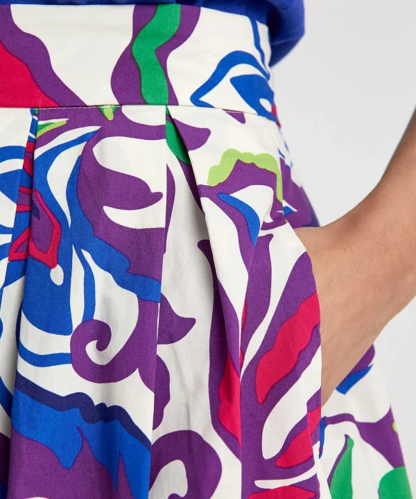 Poplin Pleated Skirt Big Flower*OUI Cheap