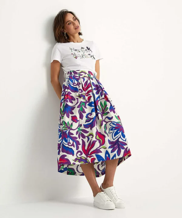 Poplin Pleated Skirt Big Flower*OUI Cheap