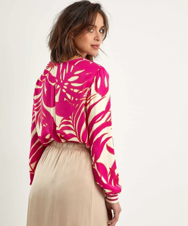 Silky Blouse Leaf Print*OUI Best