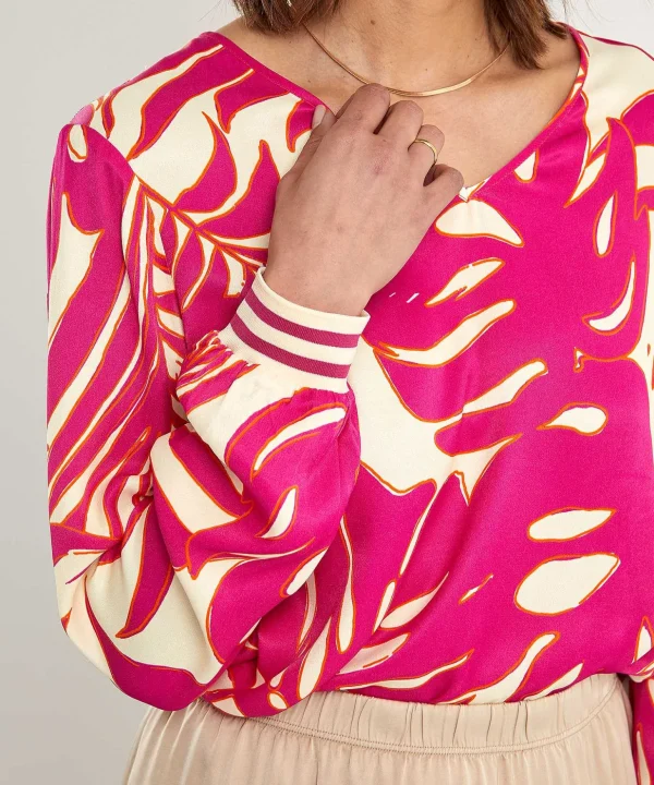 Silky Blouse Leaf Print*OUI Best