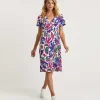 Slinky Wrap Dress Big Flower*OUI Outlet