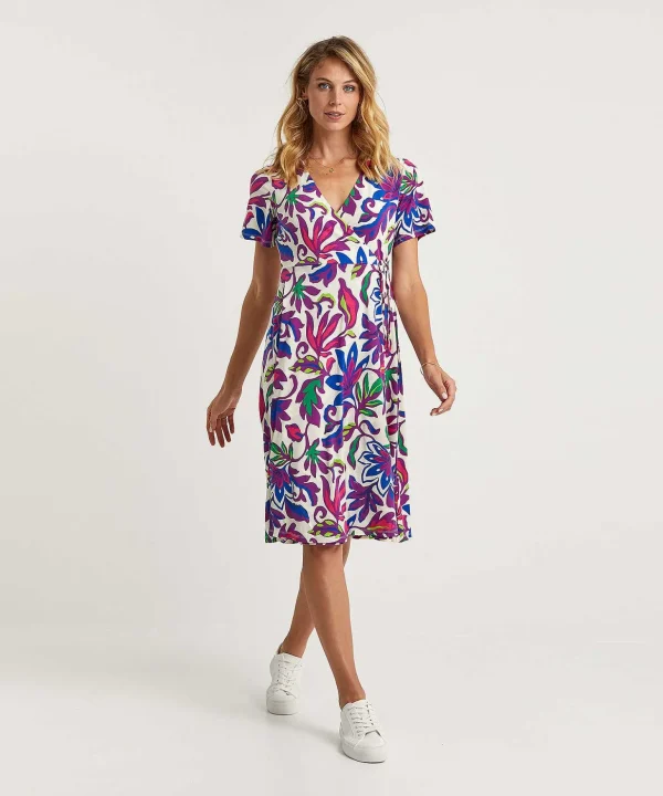 Slinky Wrap Dress Big Flower*OUI Outlet