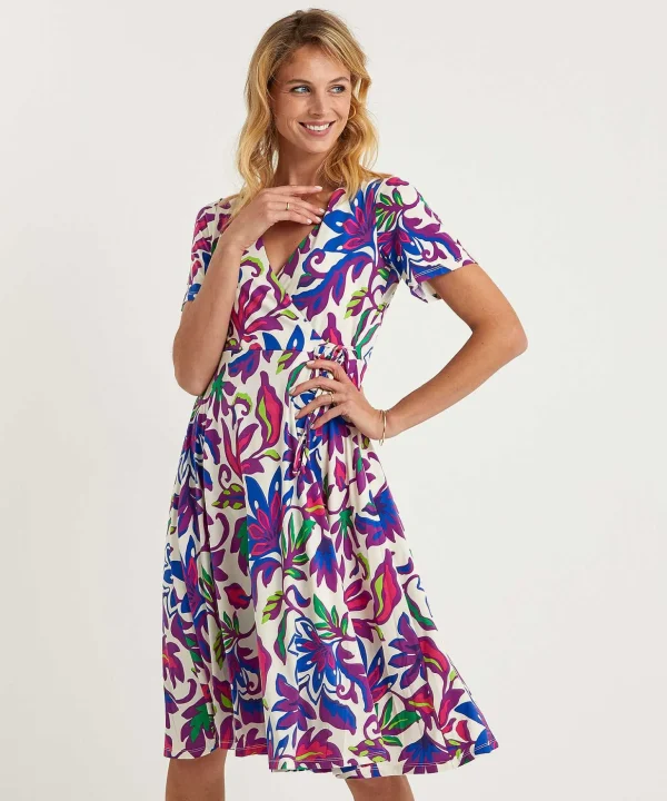 Slinky Wrap Dress Big Flower*OUI Outlet