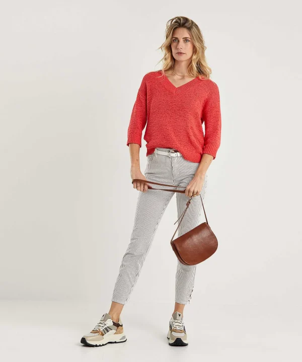 Ribbon Yarn Sweater V-Neck** Flash Sale