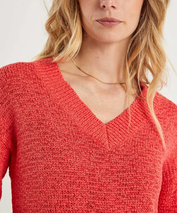 Ribbon Yarn Sweater V-Neck** Flash Sale
