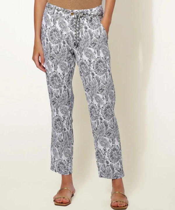 Linen Mix Pants Flowers May*Rosner Discount