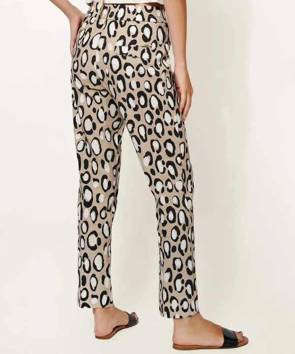 Linen Mix Trousers Panther Print May Zigarette*Rosner Flash Sale