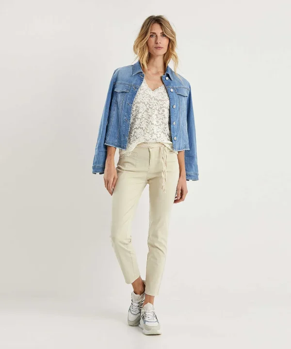 Slim Fit Trousers With Belt Alisa*Rosner Best Sale