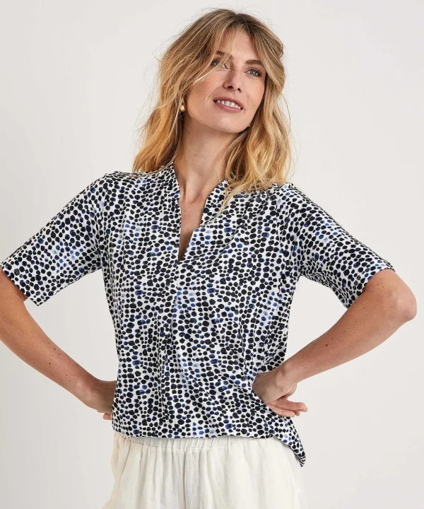 Shirt With V-Neck Pleat Dots** Clearance