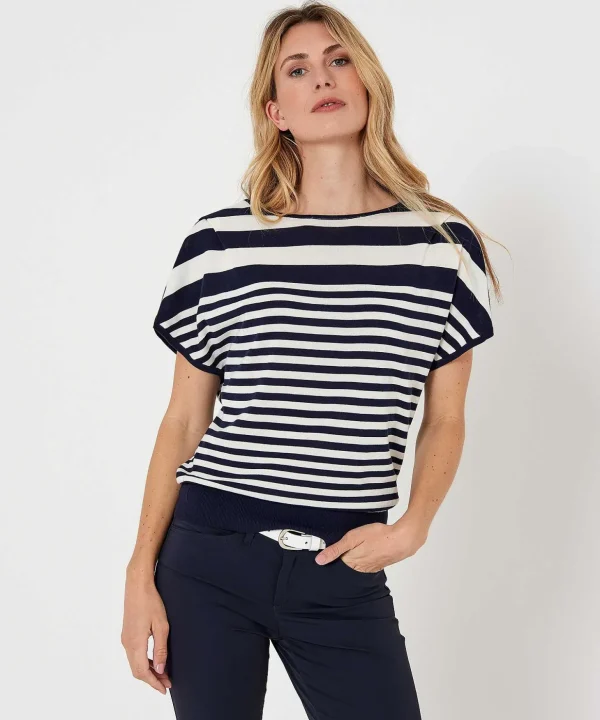 Stripe Sweater With 2 Necklines** Flash Sale