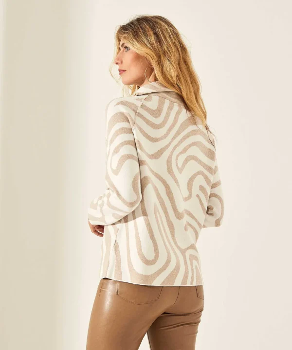Sweater Asymmetrical Zipper Swirl** Best Sale