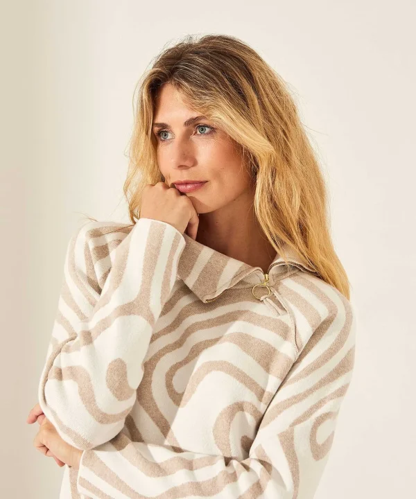 Sweater Asymmetrical Zipper Swirl** Best Sale