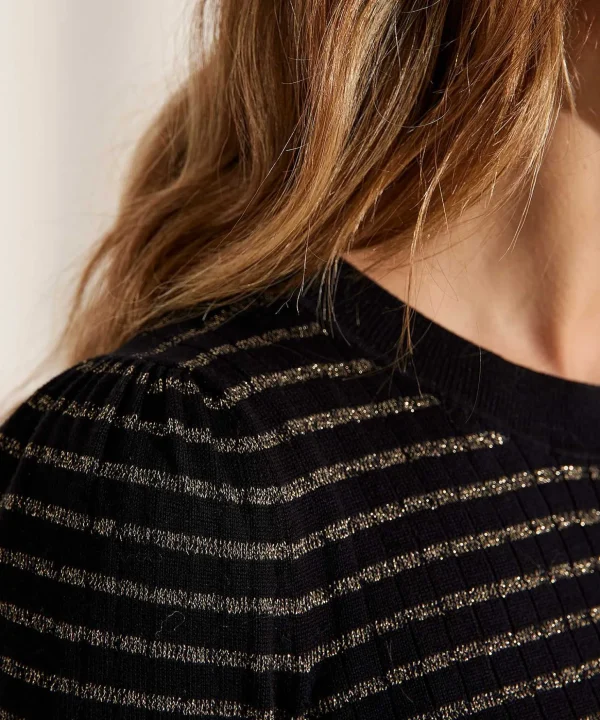 Sweater Short Sleeve Lurex Stripe** Flash Sale