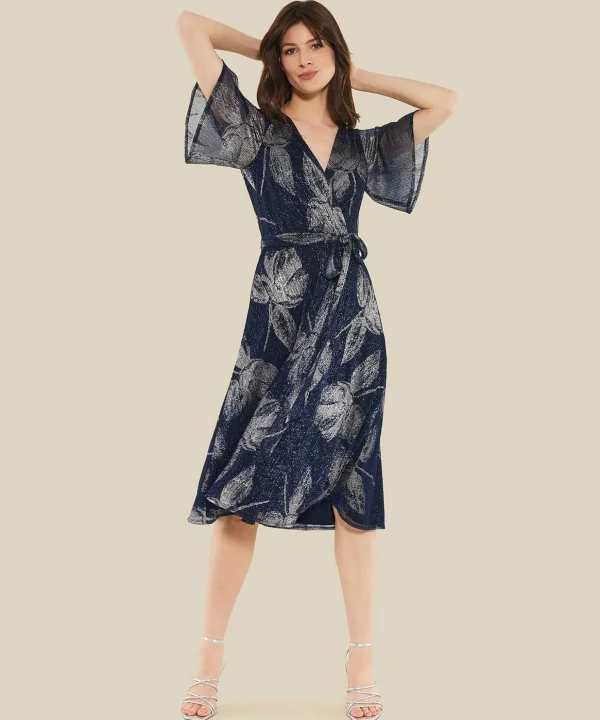 Wrap Dress Lurex Flowers*Swing Sale