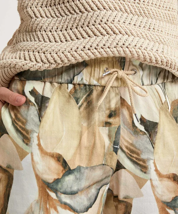 Capri Pants Leaf Print Pia Wide Leg*TONI Cheap